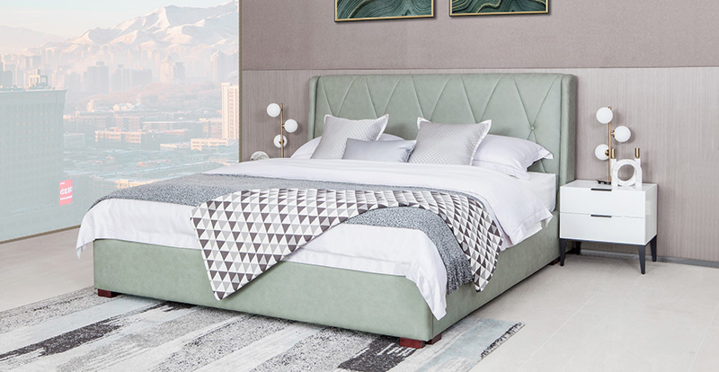 Modern Minimalist Cubiculum Technology Cloth Bed Pull Point Double Bed A20003